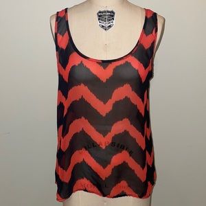 Sheer red/black tank top